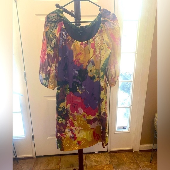 Oleg CASSINI FLORAL DRESS SIZE 10 - Picture 1 of 7
